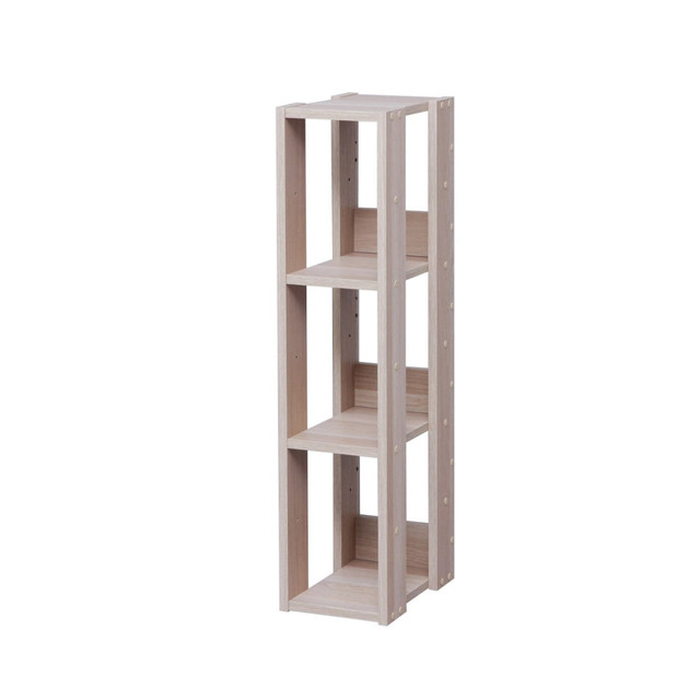 IRIS USA, INC. 596224 IRIS Mado 35inH 3-Shelf Slim Open Shelving Unit, Light Brown