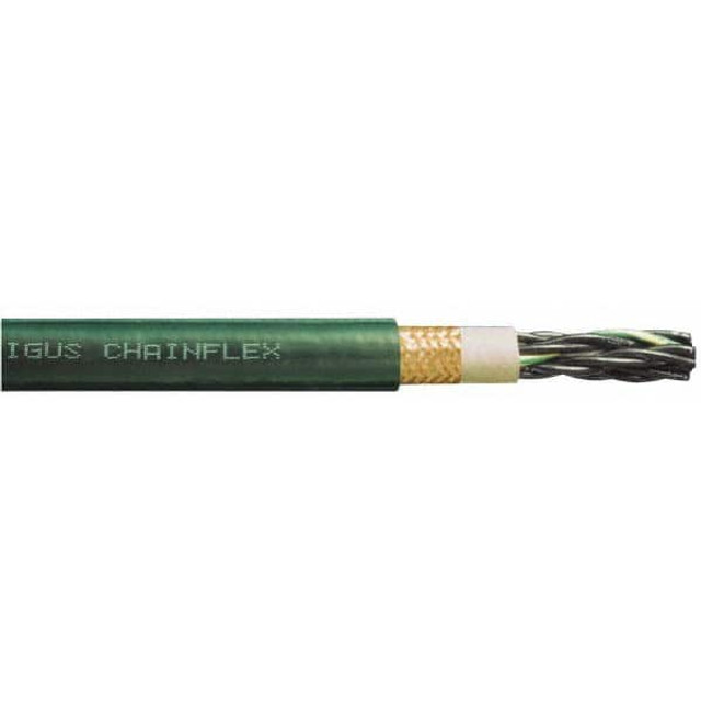 Igus CF7-10-12 Machine Tool Wire: 17 AWG, Green, 1' Long, Polyurethane, 0.26" OD