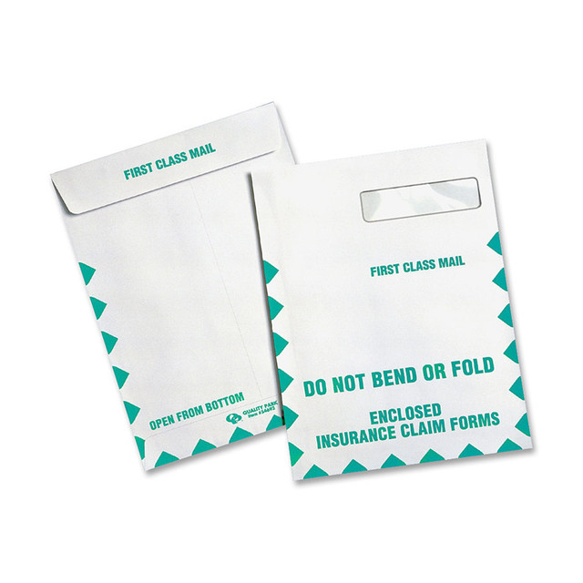 Quality Park QUA54692  #10 Do Not Bend Insurance Claim Envelopes, Top Right Window, Self-Adhesive, White, Box Of 100