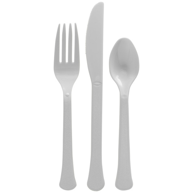 AMSCAN 8020.18  Boxed Heavyweight Cutlery Assortment, Silver, 200 Utensils Per Pack, Case Of 2 Packs