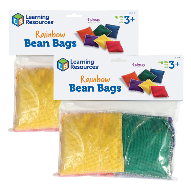 EDUCATORS RESOURCE LER0545-2 Learning Resources Bean Bags, 4in x 4in, Rainbow, 6 Bean Bags Per Set, Pack Of 2 Sets