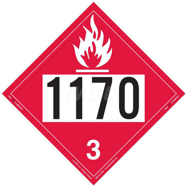 Labelmaster ZEZ21170 DOT Placards & Holders; Legend: Flammable Liquid ; Material: Vinyl ; Legend Color: Red ; Placard Coating: UV ; Language: English