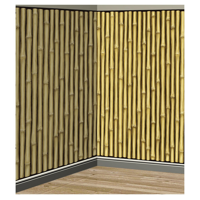 AMSCAN CO INC 672120 Amscan Summer Luau Bamboo Scene Setter Room Roll, 48in x 480in, Brown