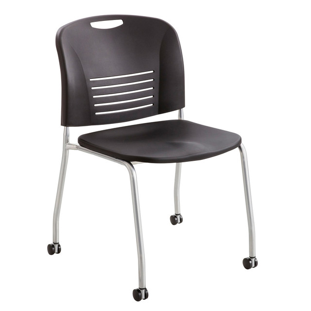 SAFCO PRODUCTS CO Safco 4291BL  Vy Plastic Seat, Plastic Back Stacking Chair, 17in Seat Width, Black Seat/Silver Frame, Quantity: 2