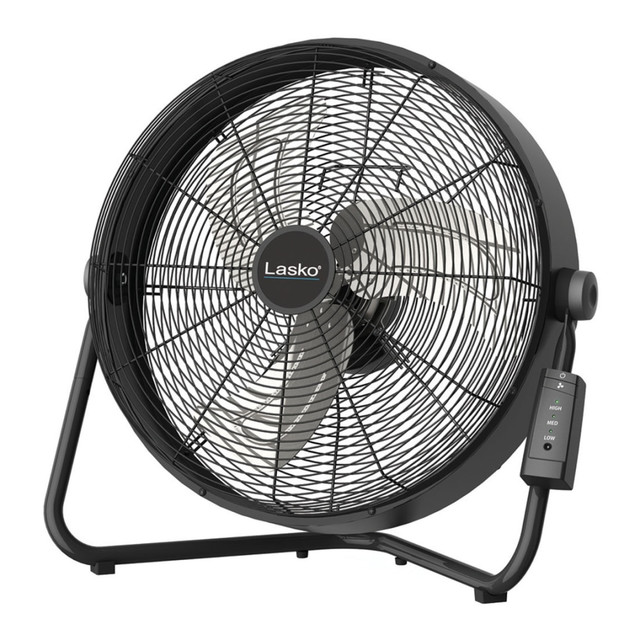 LASKO PRODUCTS, LLC H20685 Lasko 20in 3-Speed High Velocity Fan with Remote Control, 22inH x 7inW x 22inD, Black