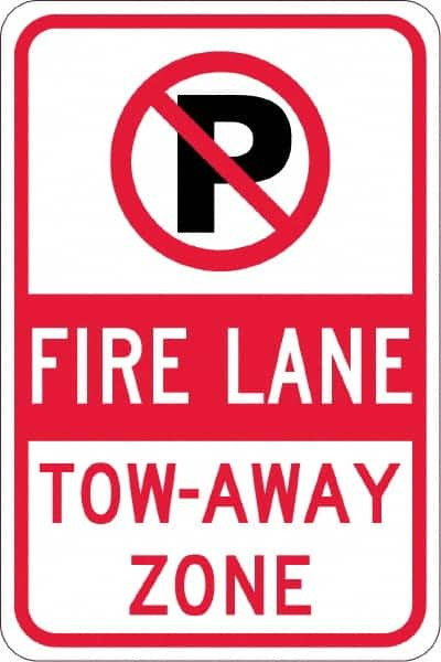 AccuformNMC Tow Away Sign: Rectangle, "Fire Lane Tow-Away Zone" TM062K