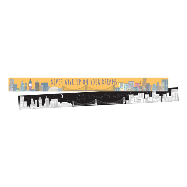 BARKER CREEK PUBLISHING, INC. BC3658 Barker Creek Double-Sided Border Strips, 3in x 35in, Color Me Cityscape, Set Of 24