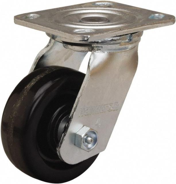 Hamilton S-WW-4P Swivel Top Plate Caster: Phenolic, 4" Wheel Dia, 1-1/2" Wheel Width, 550 lb Capacity, 5-5/8" OAH