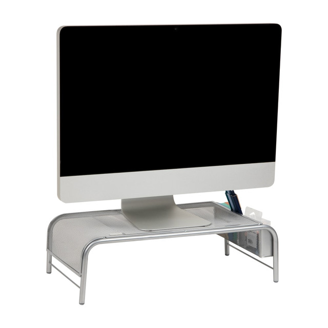 EMS MIND READER LLC Mind Reader MESHM-SIL  Monitor Stand With 2 Side Storage Compartment, 5-1/2inH x 11-1/2inW x 20inL, Silver