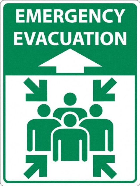 AccuformNMC Warning & Safety Reminder Sign: Rectangle, "EMERGENCY EVACUATION" WF05SW
