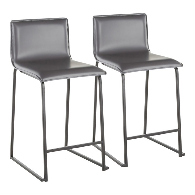 LUMISOURCE, LLC B26-MARAUP BKGY2 LumiSource Mara Counter Stools, Black/Gray, Set Of 2 Stools