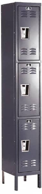 Hallowell U1228-3HG 1-Wide Locker: 12" Wide, 11" Deep, 78" High, Padlock