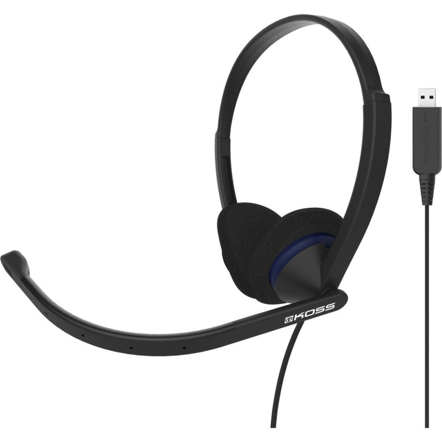 KOSS CORPORATION Koss CS200USB  CS200-USB Headsets & Gaming - Stereo - USB - Wired - 20 Hz - 22 kHz - Over-the-head - Binaural - Supra-aural - 8 ft Cable - Electret, Noise Cancelling Microphone