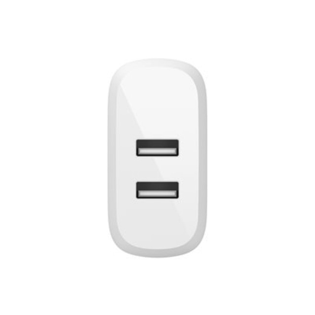 BELKIN, INC. WCD001DQ1MWH Belkin 24-Watt Dual Port USB-A Wall Charger With USB-A Lightning Cable, White BELKIN, INC. WCD001DQ1MWH Belkin 24-Watt Dual Port USB-A Wall Charger With USB-A Lightning Cable, White