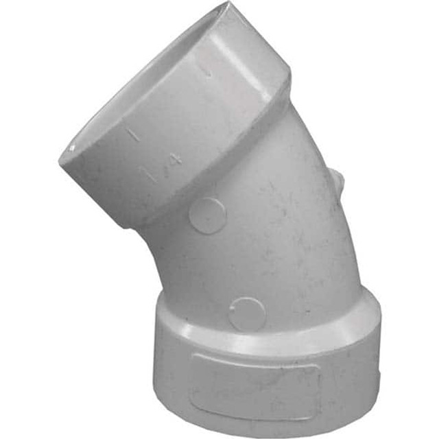 Jones Stephens PFL615 Plastic Pipe Fittings; Fitting Type: Elbow ; Fitting Size: 1-1/2 in ; Material: PVC ; End Connection: Hub x Hub ; Color: White