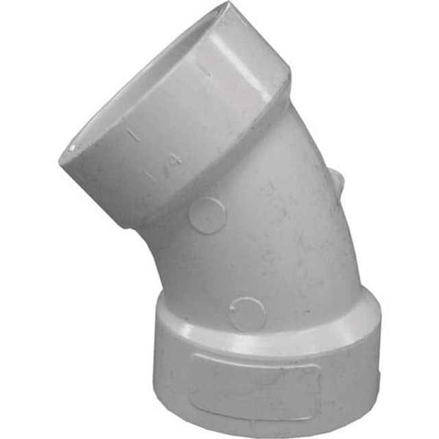 Jones Stephens PFL640 Plastic Pipe Fittings; Fitting Type: Elbow ; Fitting Size: 4 in ; Material: PVC ; End Connection: Hub x Hub ; Color: White