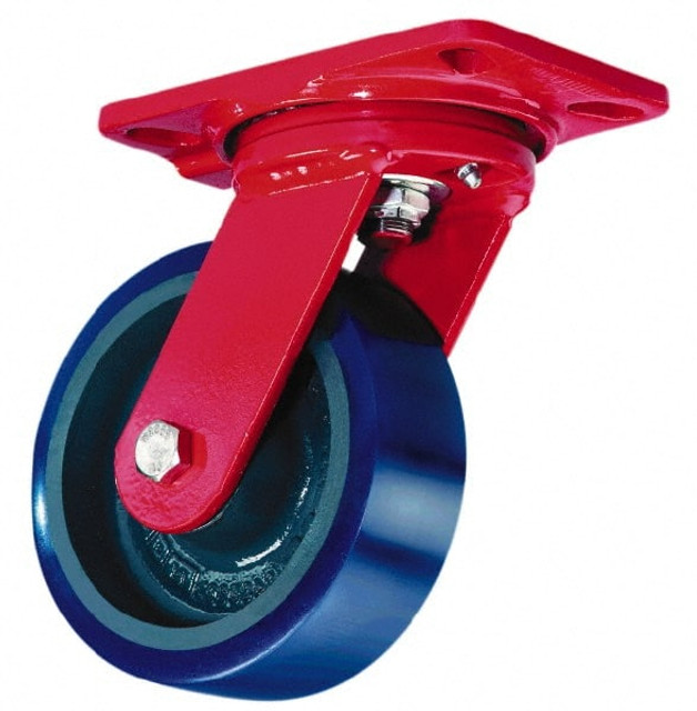 Hamilton S-CH-83SPB4SLZB Swivel Top Plate Caster: Polyurethane, 8" Wheel Dia, 3" Wheel Width, 2,000 lb Capacity, 10-1/2" OAH