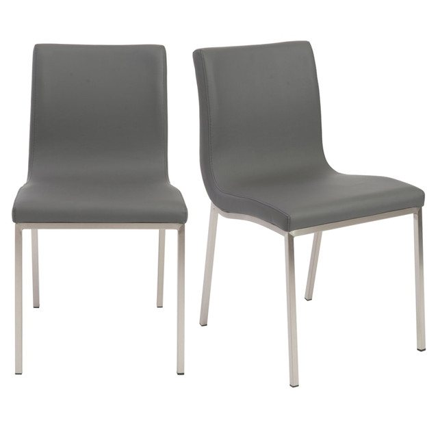 EURO STYLE, INC. Eurostyle 80960GRY  Scott Side Chairs, Gray/Brushed Steel, Set Of 2 Chairs