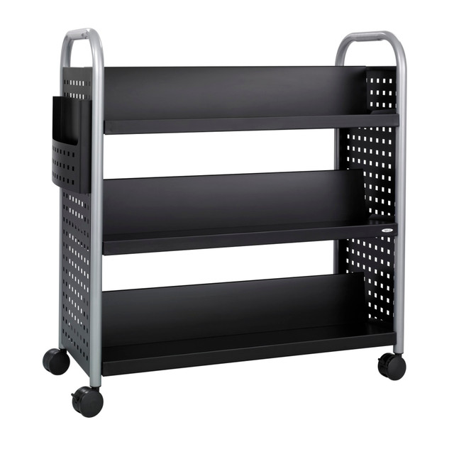 SAFCO PRODUCTS CO 5335BL Safco Scoot Steel Book Cart, 6 Double-Sided Shelves, 41 1/2inH x 41 1/4inW x 17 1/4inD, Black SAFCO PRODUCTS CO 5335BL Safco Scoot Steel Book Cart, 6 Double-Sided Shelves, 41 1/2inH x 41 1/4inW x 17 1/4inD, Black