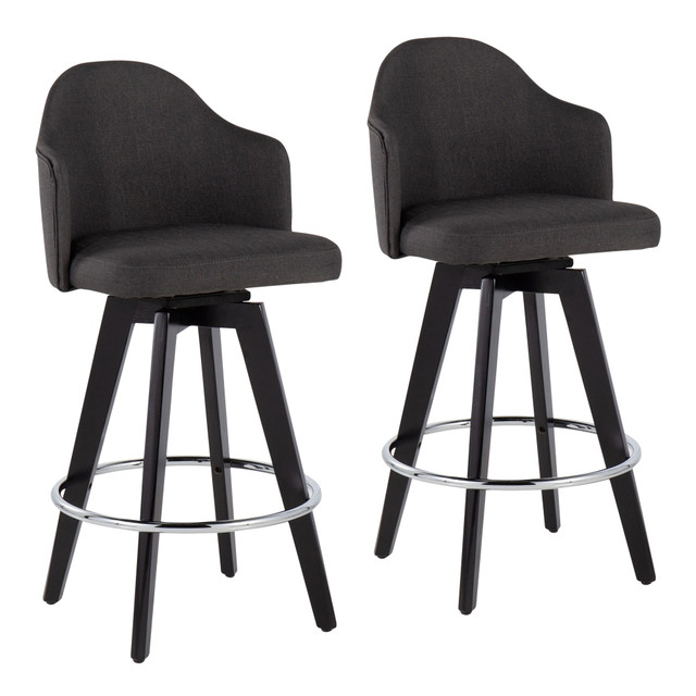 LUMISOURCE, LLC B26-AHOYUP2-SWVR BKCHAR2 LumiSource Ahoy Counter Stools, Charcoal/Black, Set Of 2 Stools