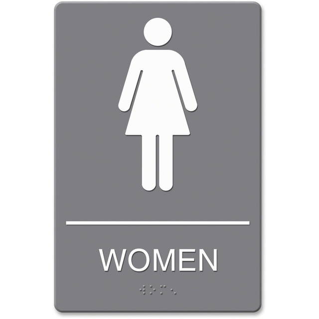 U.S. STAMP & SIGN 4816 Headline Sign ADA Restroom Sign, Womens, 6in x 9in, Gray U.S. STAMP & SIGN 4816 Headline Sign ADA Restroom Sign, Womens, 6in x 9in, Gray