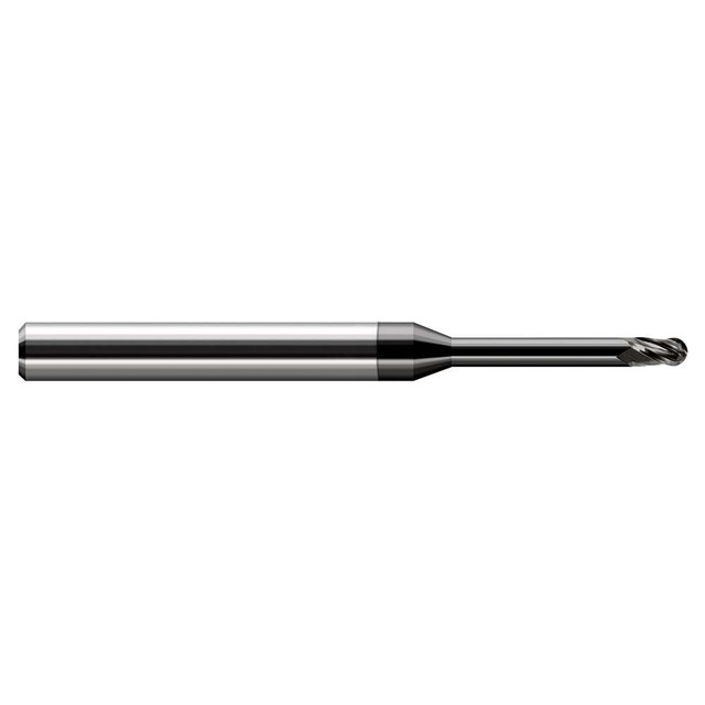 Harvey Tool 34231-C4 Ball End Mill: 0.031" Dia, 0.046" LOC, 3 Flute, Solid Carbide