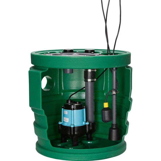 Little Giant. Pumps 509687 Sump Pump Systems; Type: Sump Pump System; Voltage: 115; Contents: Basin, cover, gaskets and hardware, ECM switch assembly and hardware, discharge pipe, vent pipe, coupling, grommet, pump; Voltage (DC): 115; Type: Sump Pump