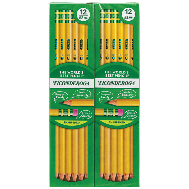 DIXON TICONDEROGA COMPANY 13806 Ticonderoga Pencils, Presharpened, #2 Lead, Soft, Pack of 12