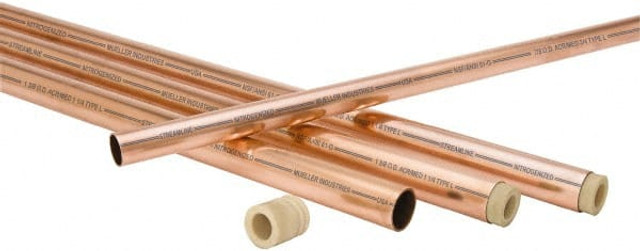 Mueller Industries AC04010 10' Long, 5/8" OD x 1/2" ID, Grade C12200 Copper Nitrogenized Tube