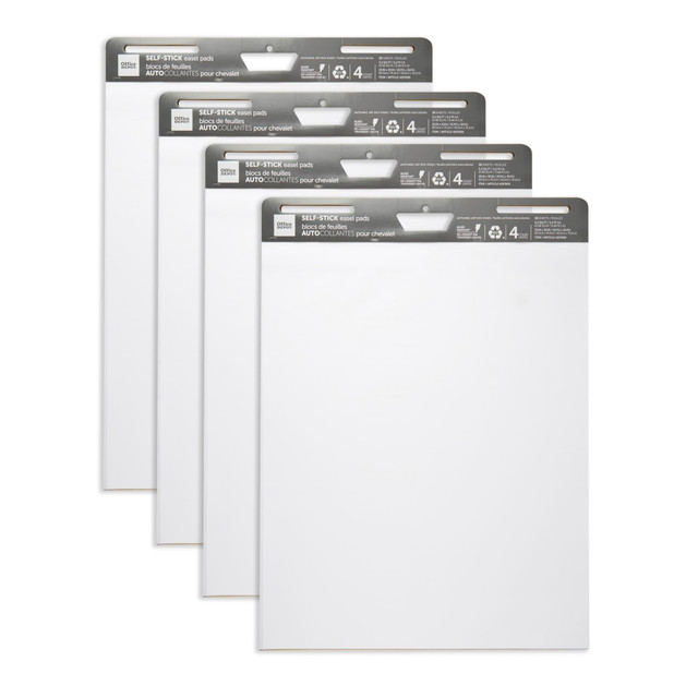 OFFICE DEPOT 21509-4PK Brand Self-Stick Easel Pads, 25in x 30in, 30 Sheets, 80% Recycled, White, Pack Of 4 Pads OFFICE DEPOT 21509-4PK Brand Self-Stick Easel Pads, 25in x 30in, 30 Sheets, 80% Recycled, White, Pack Of 4 Pads