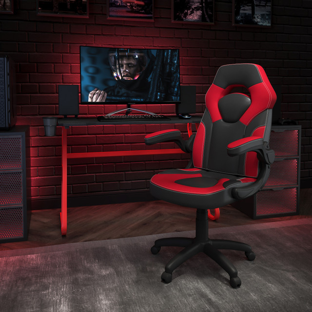 FLASH FURNITURE BLNX10RSG1030RD  Gaming Desk And Racing Chair Set With Cup Holder And Headphone Hook, Red