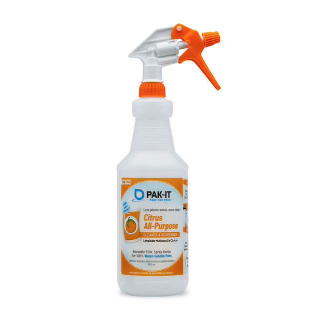 BIG 3 PACKAGING, LLC 5784B12 Big 3 Packaging PAK-IT Spray Bottle, Citrus All-Purpose Cleaner, 32 Oz, Orange/Clear