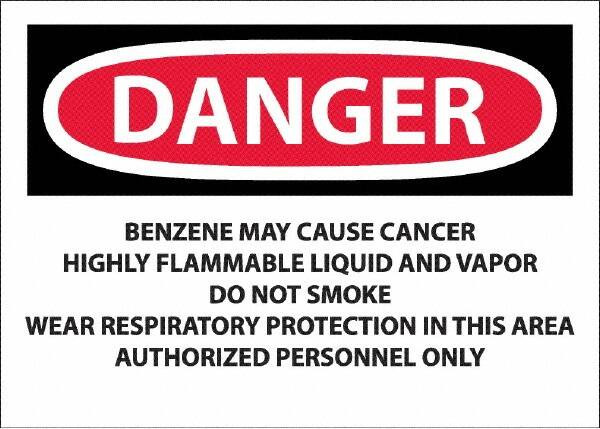 AccuformNMC Sign: Rectangle, "Danger - Benzene May Cause Cancer" D27PB