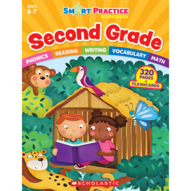 SCHOLASTIC INC 586253 Scholastic Smart Practice Workbook With 48 Flash Cards, Grade 2