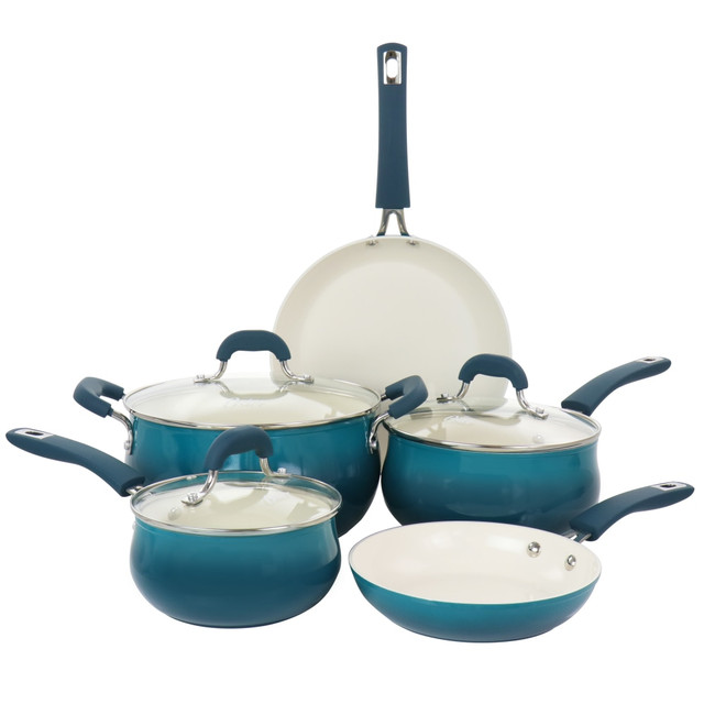 GIBSON OVERSEAS INC. Oster 995115141M  Corbett 8-Piece Non-Stick Aluminum Cookware Set, Teal