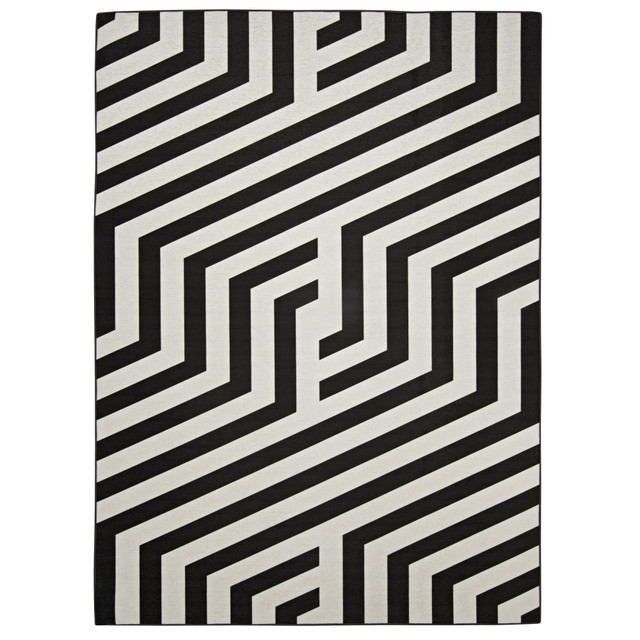 LINON HOME DECOR PRODUCTS, INC OD5031 Linon Washable Outdoor Area Rug, Natrona, 5ft x 7ft, Ivory/Black LINON HOME DECOR PRODUCTS, INC OD5031 Linon Washable Outdoor Area Rug, Natrona, 5ft x 7ft, Ivory/Black