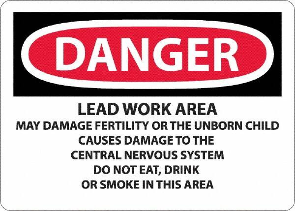 AccuformNMC Sign: Rectangle, "Danger - Lead Work Area May Damage Fertility Or The Unborn Child" D26EB