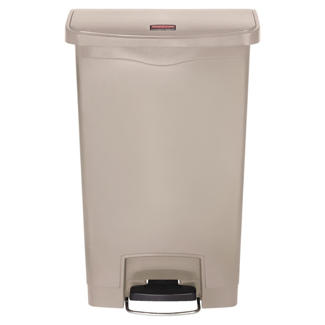 RUBBERMAID 1883458  Slim Jim Step-On Resin Front Step Wastebasket, 13 Gallons, Beige