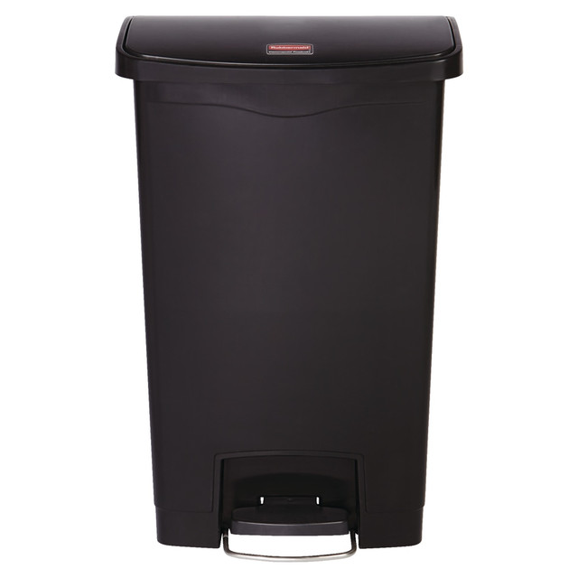 RUBBERMAID 1883611  Slim Jim Step-On Resin Front Step Wastebasket, 13 Gallons, Black