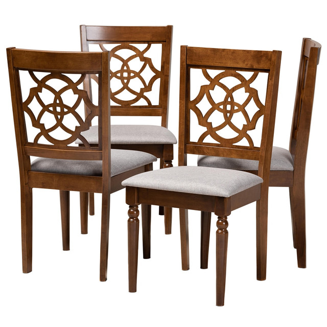 WHOLESALE INTERIORS, INC. 2721-9876 Baxton Studio Lylah Dining Chairs, Gray/Walnut, Set Of 4 Chairs