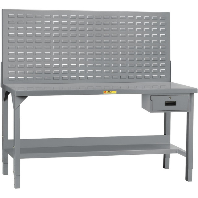 Little Giant. WST2-3048AHLPDR Stationary Work Benches, Tables; Bench Style: Heavy-Duty Use Workbench ; Edge Type: Square ; Leg Style: Adjustable Height ; Depth (Inch): 30 ; Color: Gray ; Maximum Height (Inch): 65