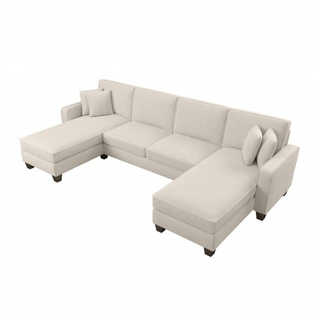 BUSH INDUSTRIES INC. Bush SNY130SCRH-03K  Furniture Stockton 131inW Sectional Couch With Double Chaise Lounge, Cream Herringbone, Standard Delivery