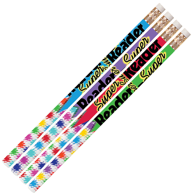 Musgrave Pencil Co. Inc. MUS2339D-12 Musgrave Pencil Co. Motivational Pencils, 2.11 mm, #2 Lead, Super Reader, Multicolor, Pack Of 144