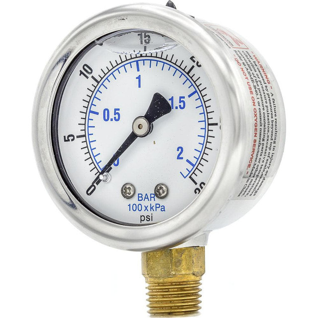 PIC Gauges 201L-204C Pressure Gauges; Gauge Type: Industrial Pressure Gauges ; Scale Type: Dual ; Accuracy (%): 3-2-3% ; Dial Type: Analog ; Thread Type: 1/4" MNPT ; Bourdon Tube Material: Bronze