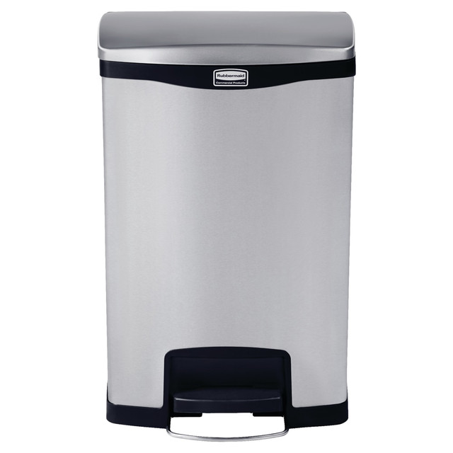 RUBBERMAID 1901992  Slim Jim Step-On Stainless Steel Front Step Container, 13 Gallons, Black