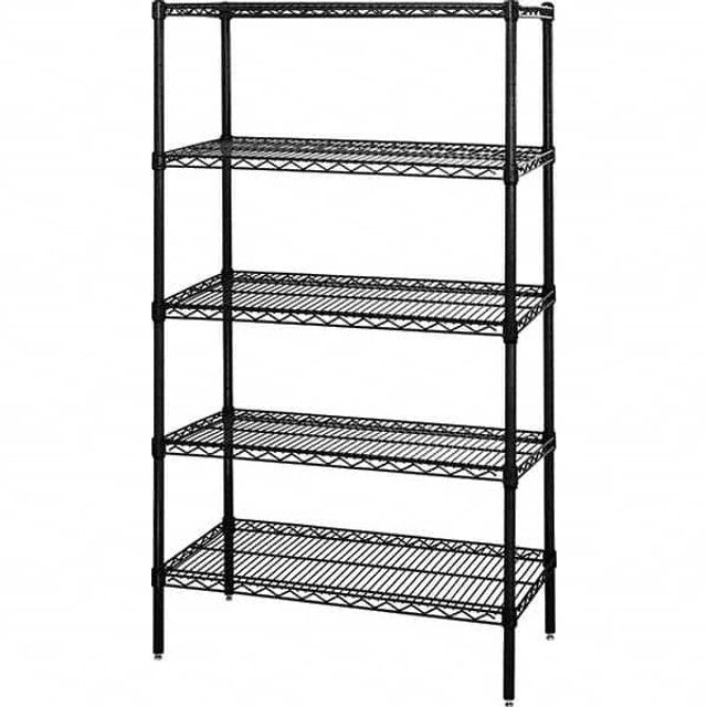 Quantum Storage WR74-1236BK-5 Add-On Unit Wire Shelving: 800 lb Shelf Capacity, 5 Shelves