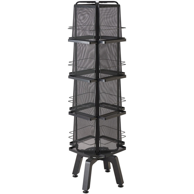 SAFCO PRODUCTS CO Safco 5580BL  Mesh Rotating Magazine Stand With 16 Pockets, 58.6inH x 18.3inW x 18.3inD, Black
