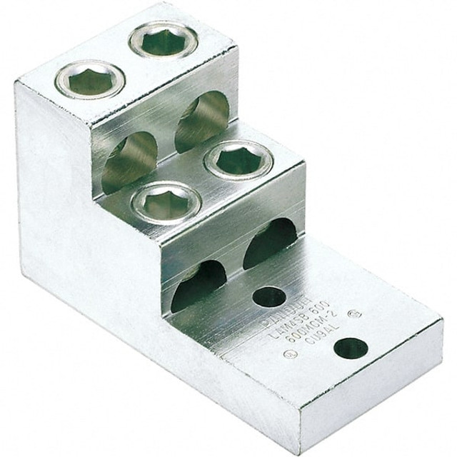 Panduit LAM4SB600-38-1Y Square Ring Terminal: Non-Insulated, 2 AWG, Lug Connection