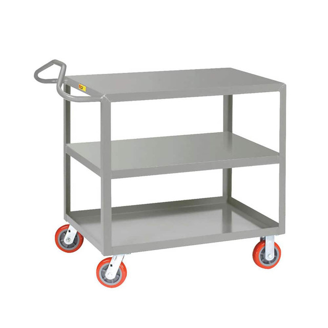 Little Giant. 3ENLG-2448-6PY Shelf Utility Cart: 53.5" OAL, 24" OAW, 35" OAH, Steel, Gray