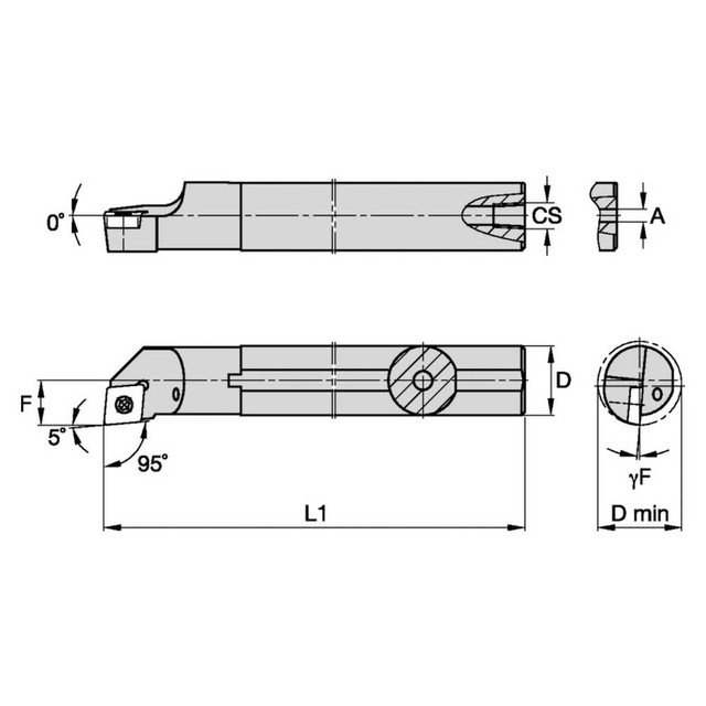 Kennametal 2598702 30.48mm Min Bore, Right Hand Indexable Boring Bar